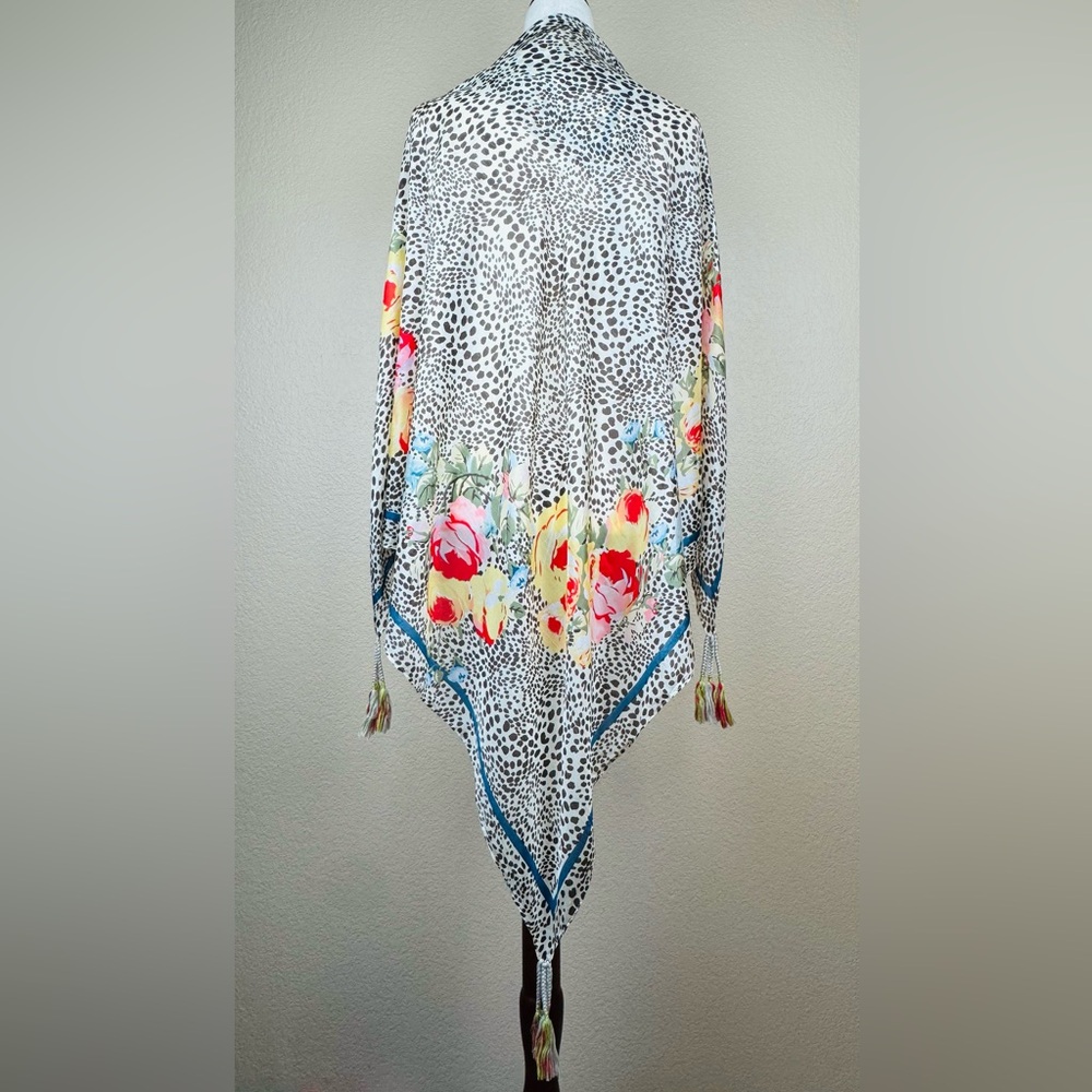 Johnny Was scarf/shawl/cover-up. Multi hued floral on leopard print. OS. NWOT. - Picture 12 of 12
